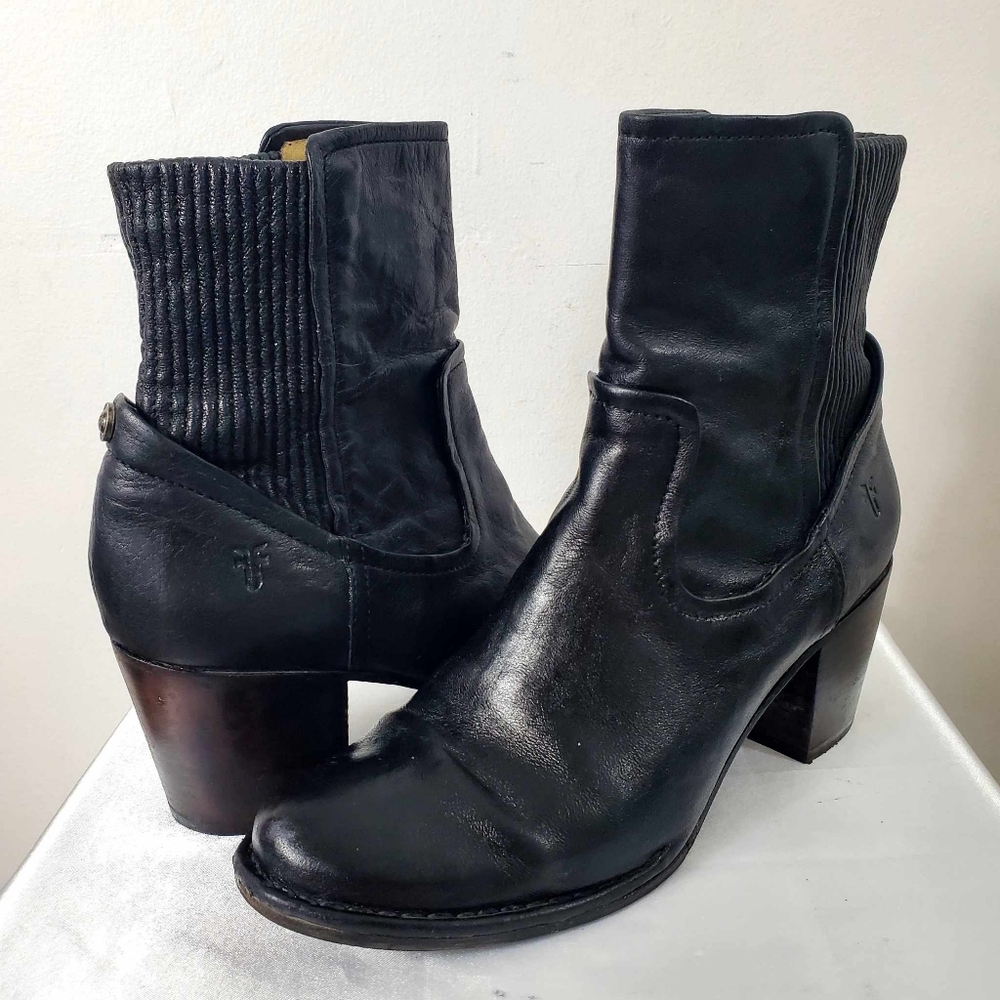 Frye Boots Womens Leather 10 Pull On Chelsea Block Lucinda Scrunch Short Y2K
